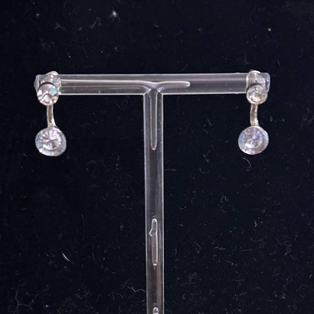 Silver-Tone Clear Crystal Drop Earrings